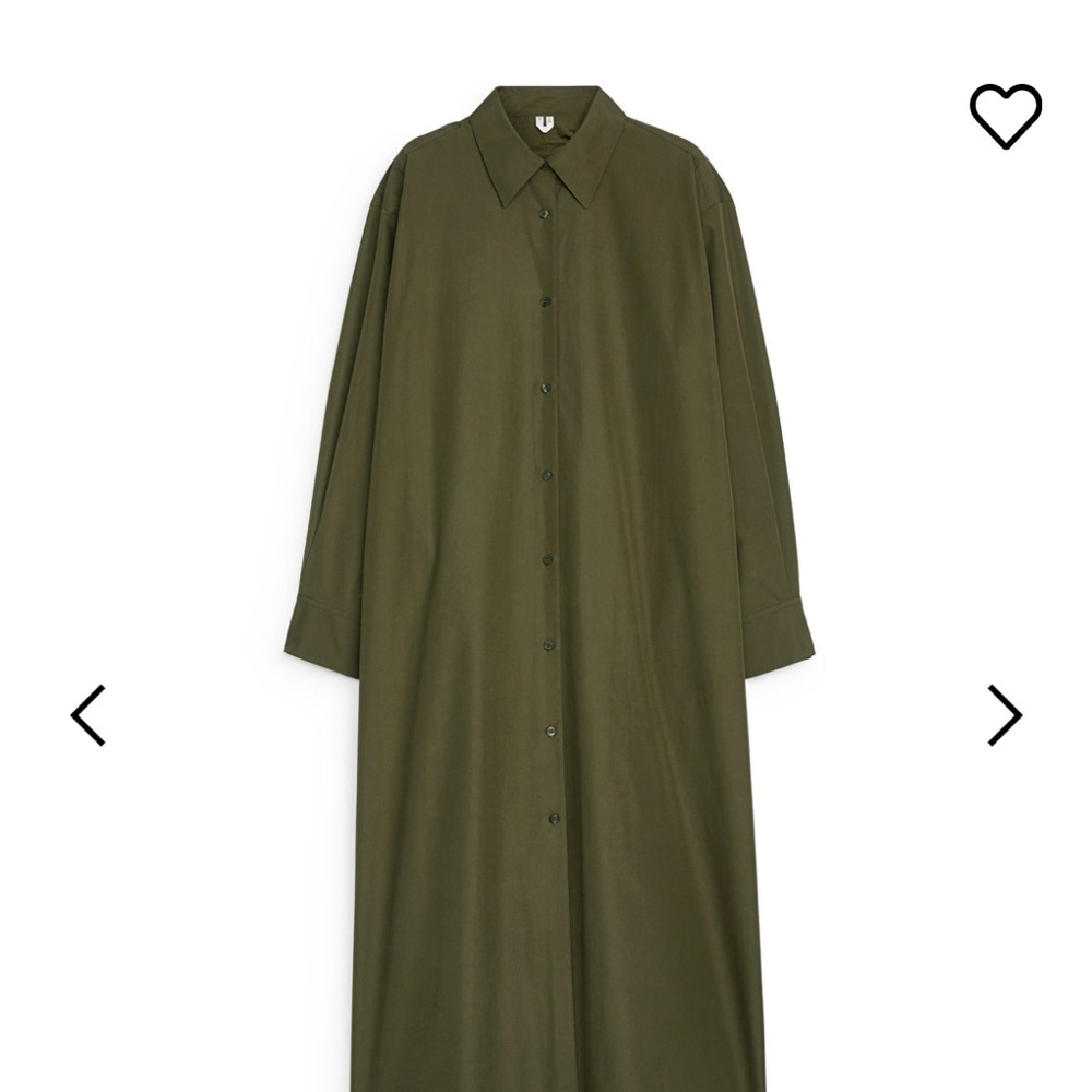 ARKET Oversized shirt dress in khaki green, 10